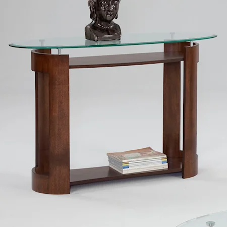 Oval Sofa Table with Glass Top